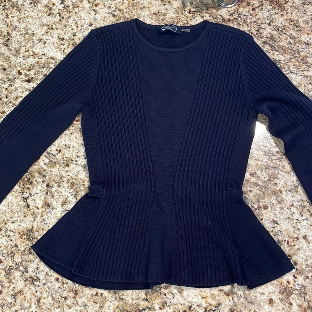 Magaschoni wool peplum long sleeve sweater MEDIUM